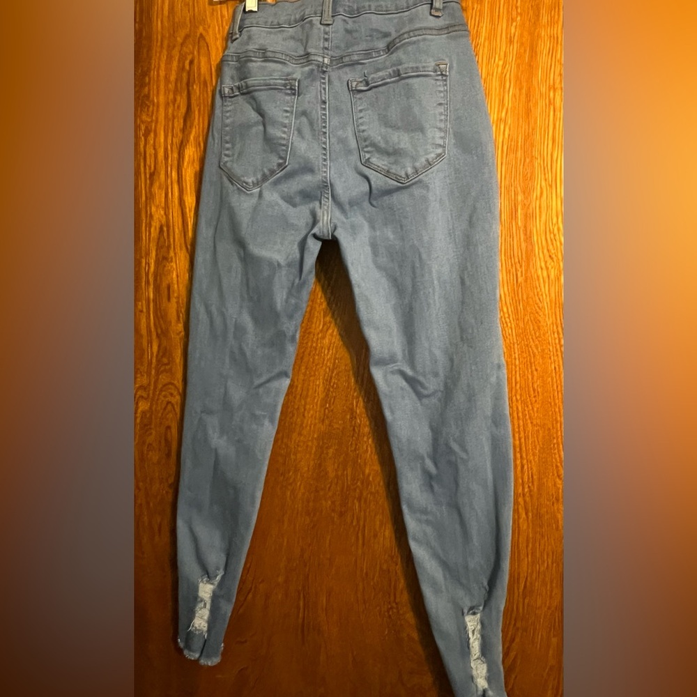 Fashion Nova Blue Skinny Jeans High-Waisted Tapered
